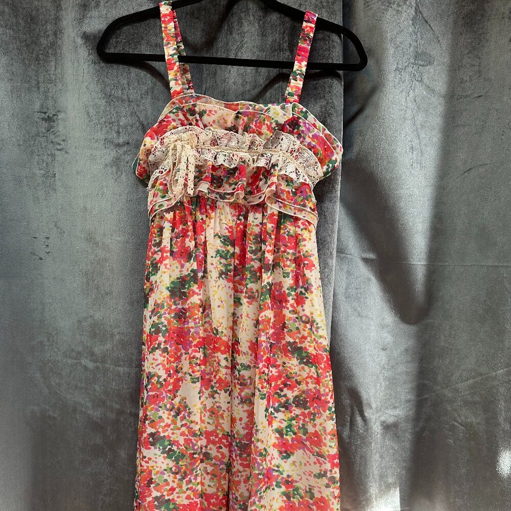 NWT Isobella and Chloe Girls Floral Sleeveless Tiered Dress Drop Waist Size 14